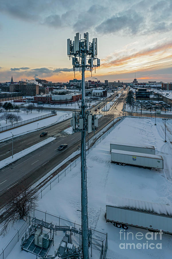 Sunset Photograph - Cell Phone Tower by Jim West/science Photo Library