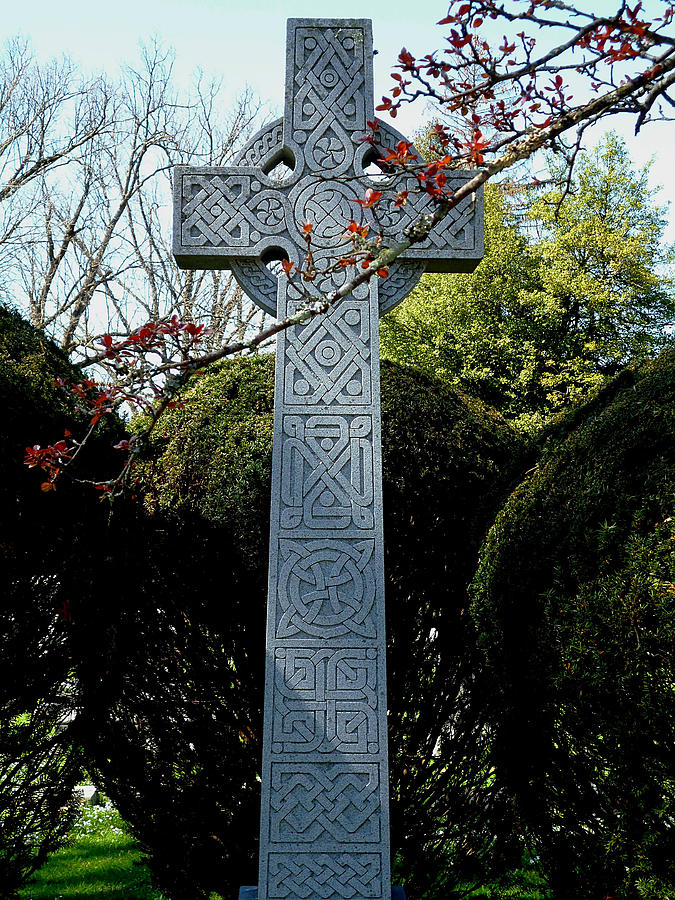 Celtic Cross Against Evergreen Hedge by Michael McBrayer Celtic Cross Against Evergreen Hedge by Michael McBrayer