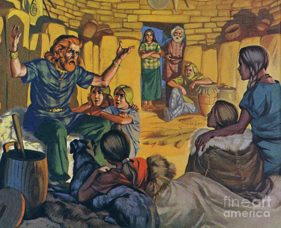 Celtic home in Britain, circa 500 BC Painting by Angus McBride