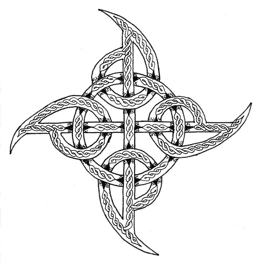 Celtic Spiral Cross Drawing by Chris Hill - Fine Art America
