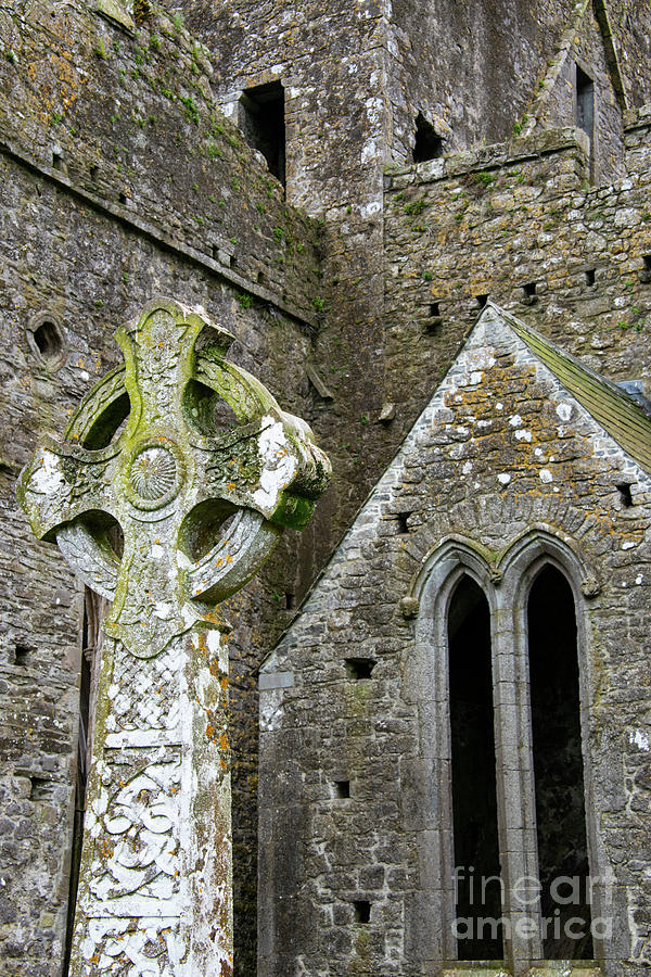 Celtic Stone Cross at Rock of Cashel One Photograph by Bob Phillips