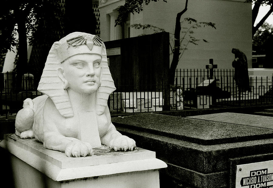 Cemetery Sphinx In Manila Photograph by Shaun Higson