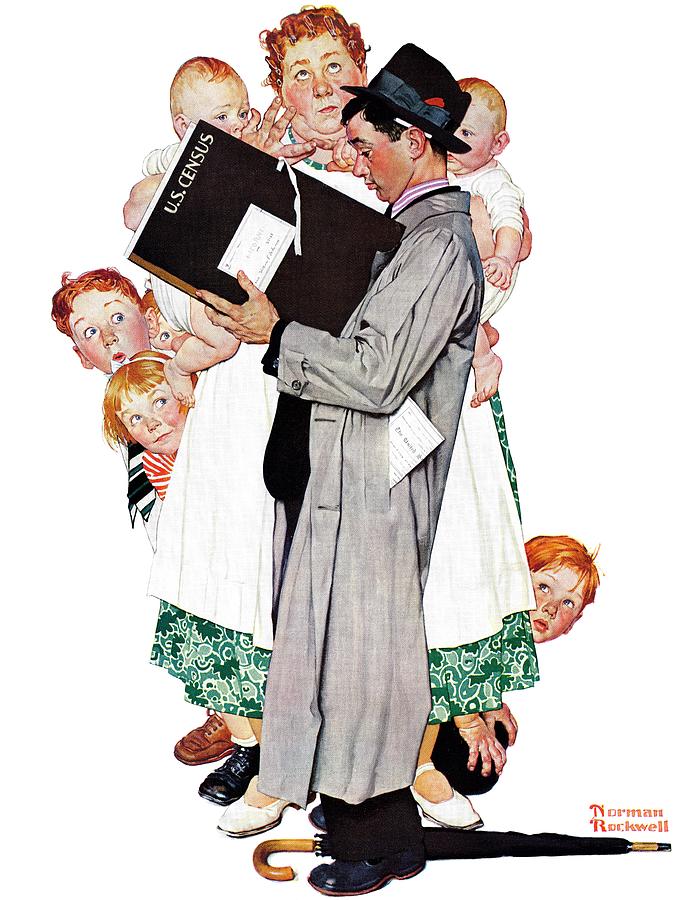 census-taker Painting by Norman Rockwell