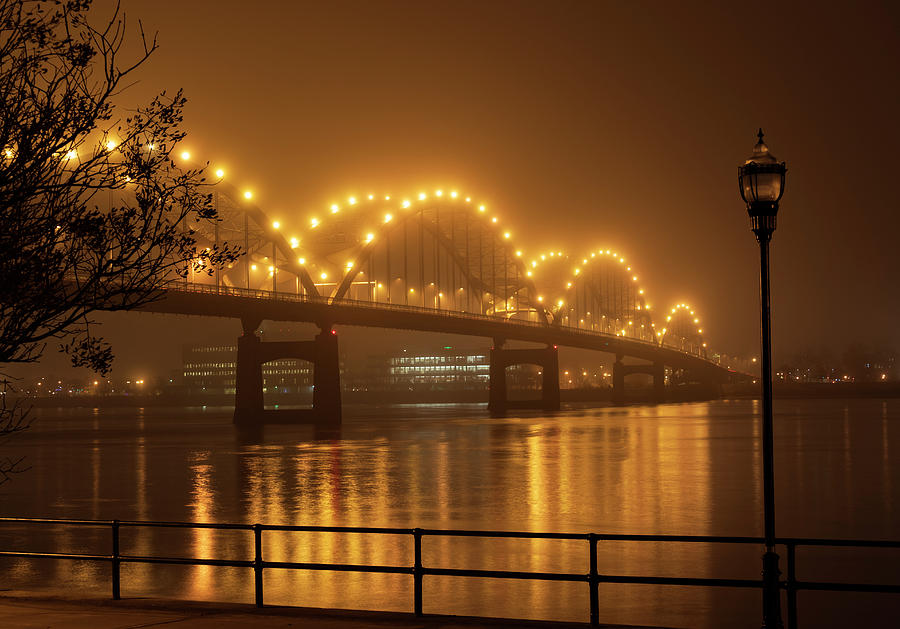 Centennial Bridge Iowa Night Photo Photograph by Sandra Js