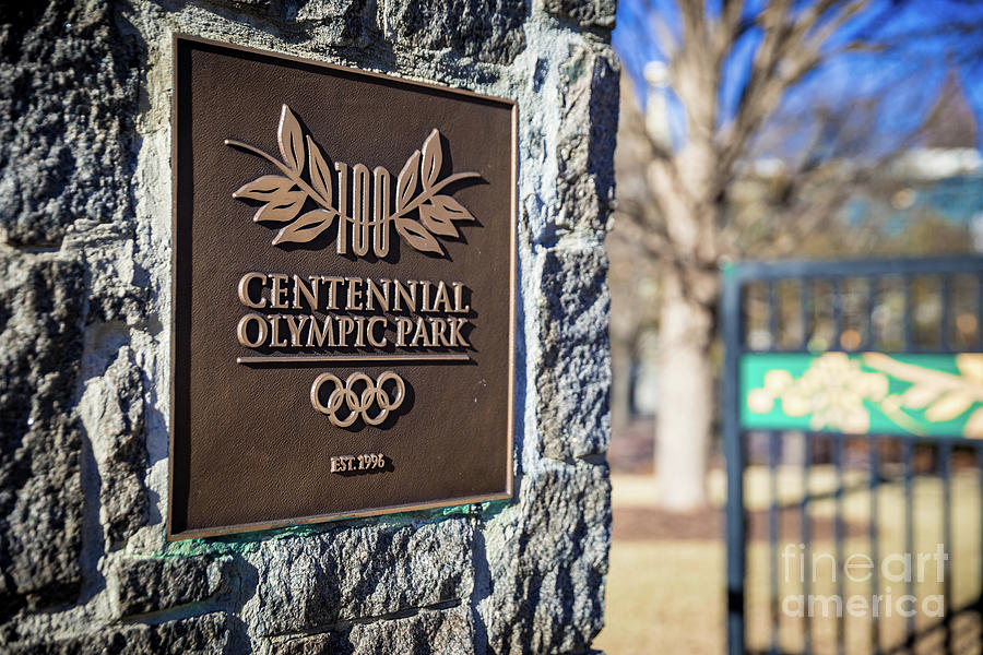 Centennial Olympic Park Sign - Downtown Atlanta GA Photograph by Sanjeev Singhal