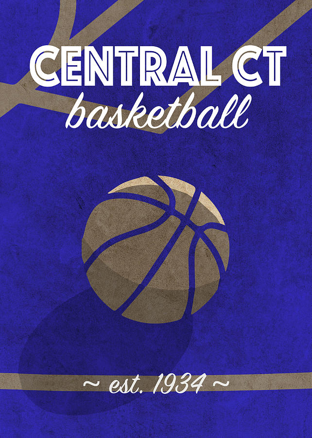 Central Connecticut Basketball College Retro Vintage Poster University