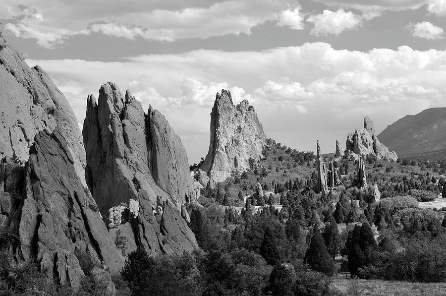 Central Garden Of The Gods Park Grayscale Photograph by John Hoffman
