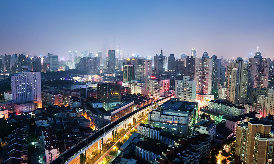 Central Hongkou District Skyline Photograph by Hugociss