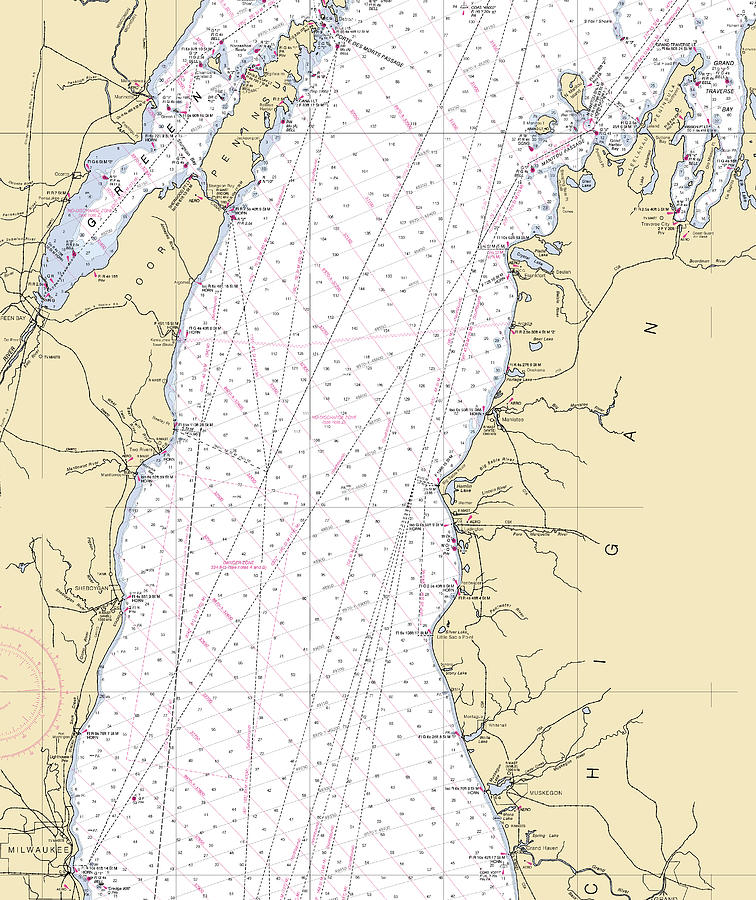 Central Lake Michigan Lake Michigan Nautical Chart Sea Koast 