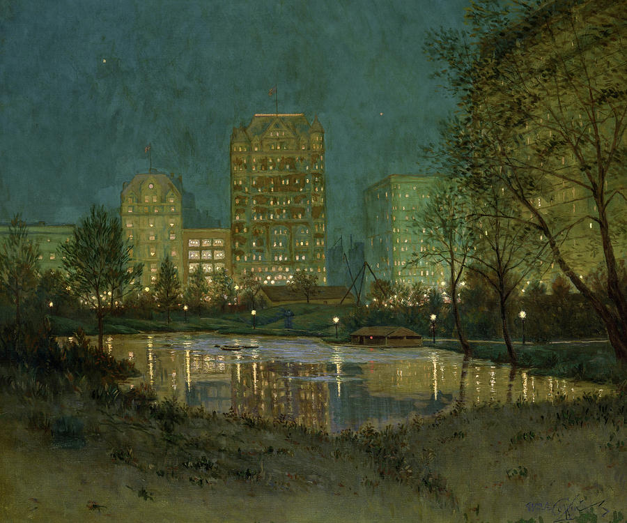 Coffin Painting - Central Park And The Plaza, 1918 by William Anderson Coffin Coffin Painting - Central Park And The Plaza, 1918 by William Anderson Coffin