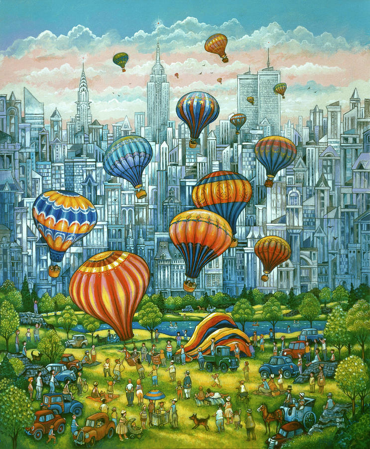 Landscape Painting - Central Park Balloons by Bill Bell