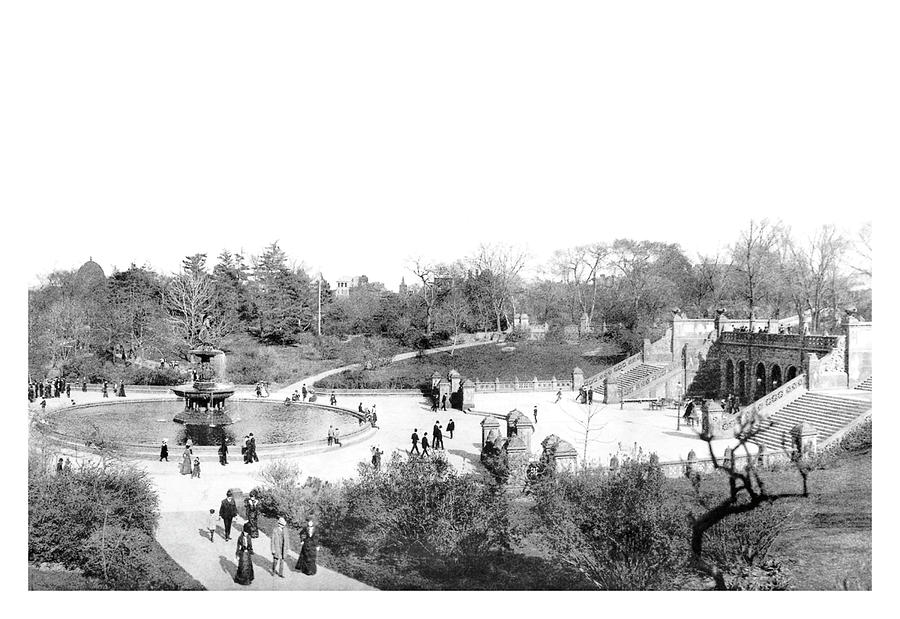 Central Park: Bethesda Terrace c.1902 Painting by Unknown