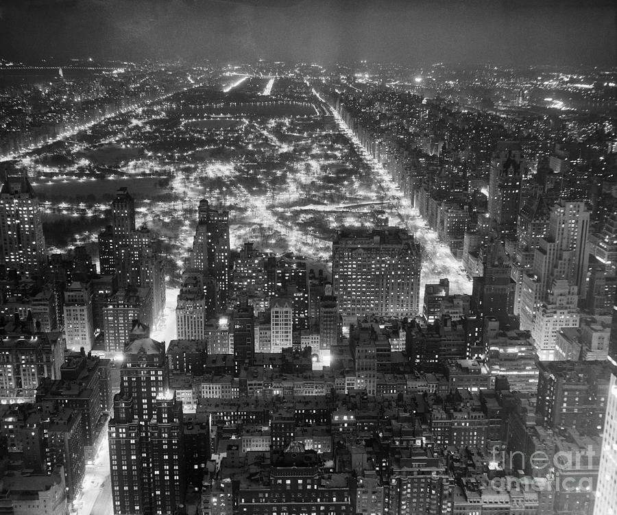 Central Park Lit Up At Night Photograph by Bettmann