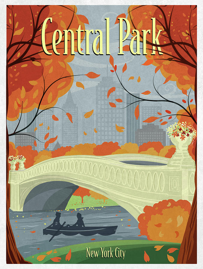 Central Park Mixed Media - Central Park by Old Red Truck