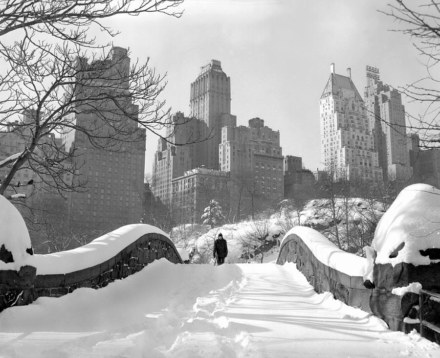Central Park Snow Scene Photograph by New York Daily News Archive
