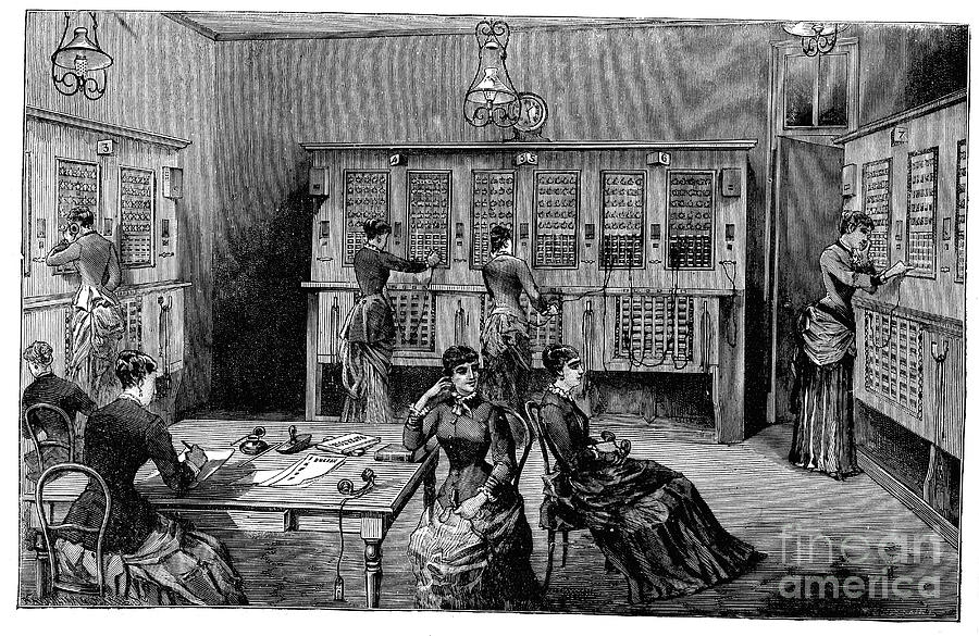Central Telephone Exchange, Paris, 1883 Drawing by Print Collector