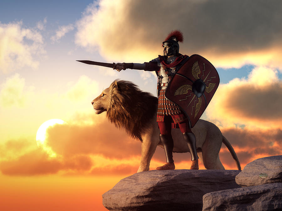Centurion and Lion Digital Art by Daniel Eskridge