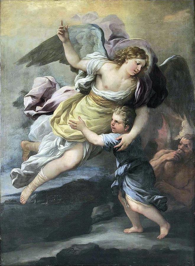 Century Rendition Of A Guardian Angel Painting by MotionAge Designs
