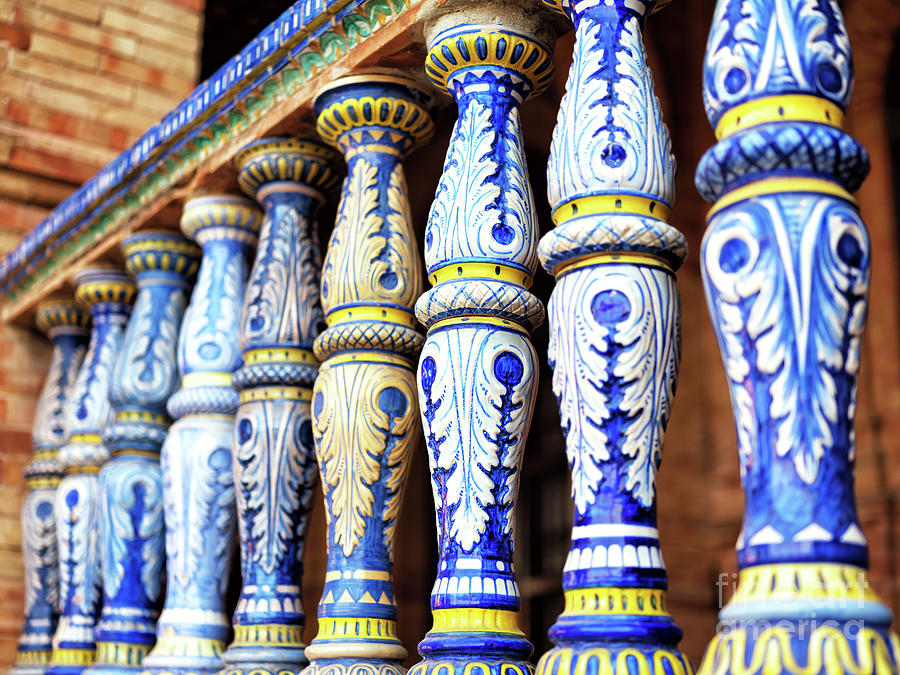 Ceramic Baluster at Plaza de Espana in Seville Photograph by John Rizzuto