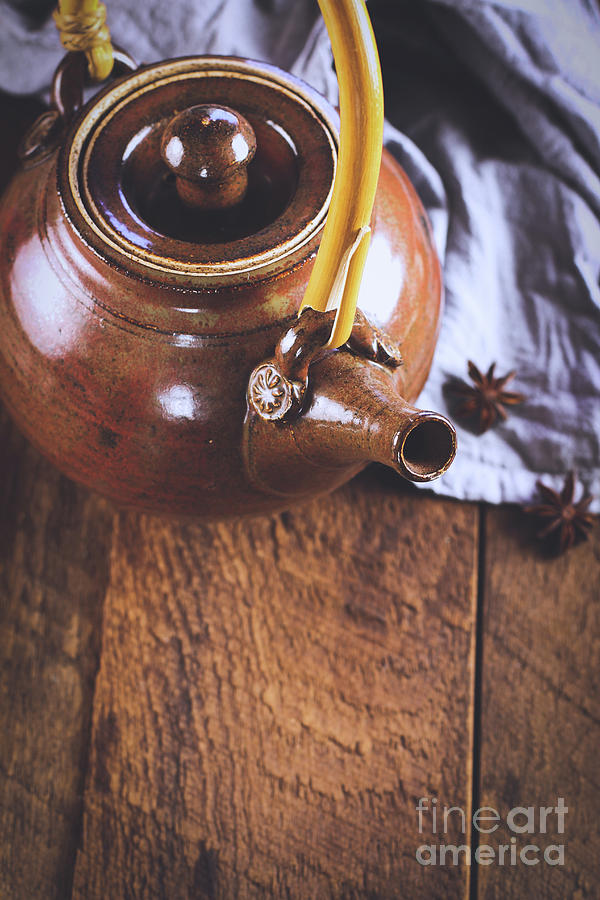Ceramic Tea Pot with Star of Anise Photograph by Stephanie Frey
