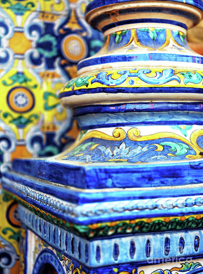 Ceramic Tile Details at Plaza de Espana in Seville Photograph by John Rizzuto
