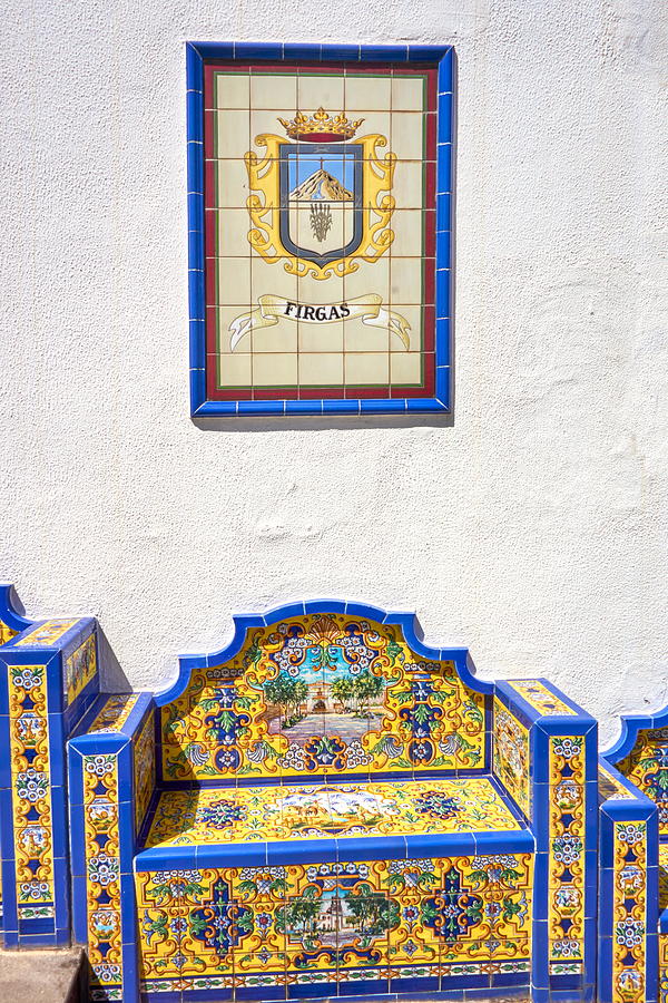 Canary Photograph - Ceramic Tiled Benches, Firgas, Gran by Jan Wlodarczyk