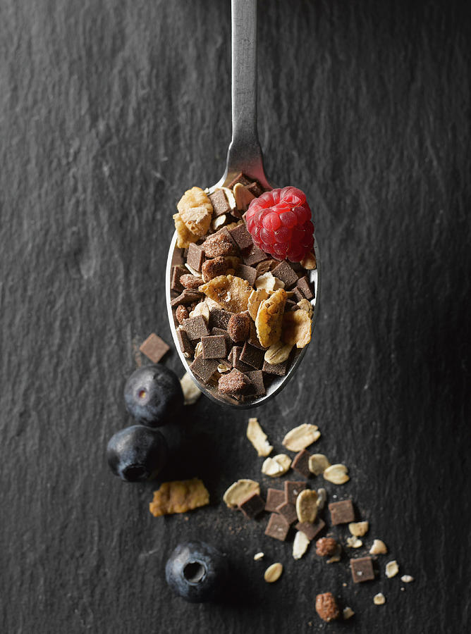 Cereal With Fruits And Chocolate In Photograph by Westend61