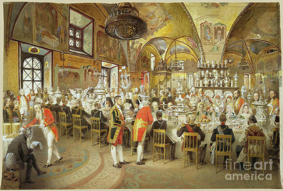 Ceremonial Dinner In The Palace Drawing by Heritage Images