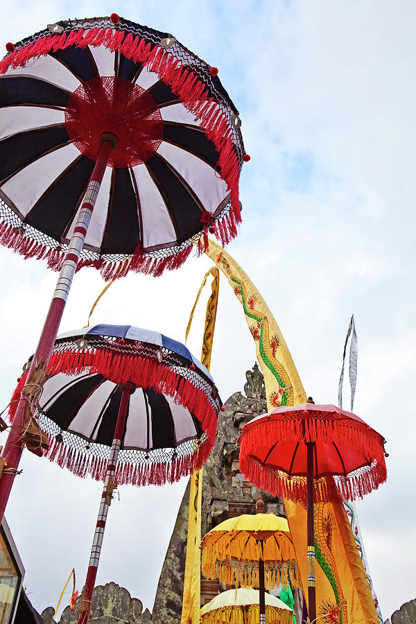 Ceremonial Temple Umbrellas, Ubud Photograph by John W Banagan