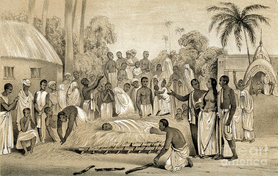 Ceremony Of Burning A Hindu Widow Drawing by Print Collector