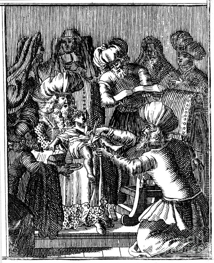 Ceremony Of Circumcision, Basel, 1739 Drawing by Print Collector