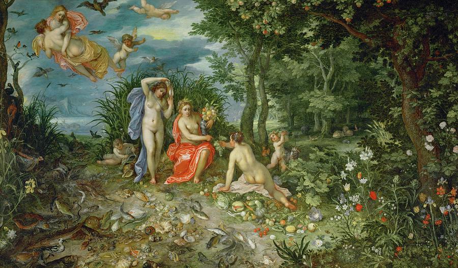 Ceres and the four elements. Figures painted by H. van Baalen. 1604 Copper, 42 x 71 cm Inv. 815. Painting by Jan Brueghel the Elder -1568-1625-