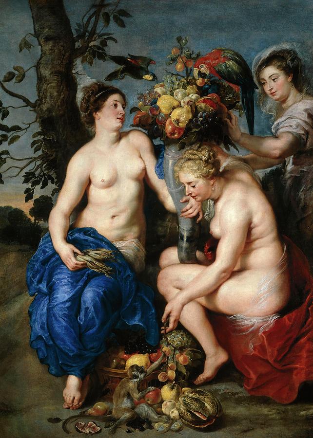 Ceres and Two Nymphs, 1624, Oil on canvas, 224,5 cm x 166 cm. Painting by Peter Paul Rubens -1577-1640- Frans Snyders -1579-1657-