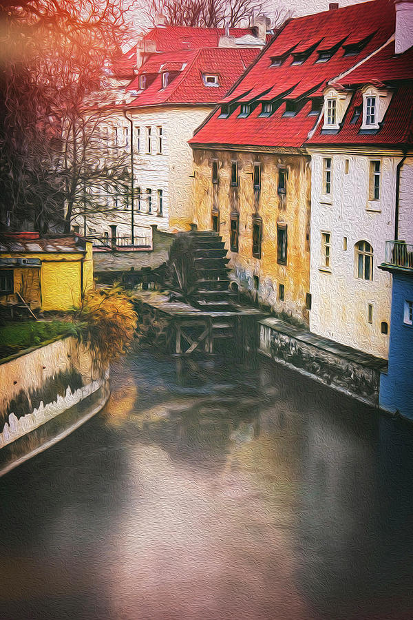 Prague Photograph - Certovka Canal and Old Water Wheel Prague by Carol Japp
