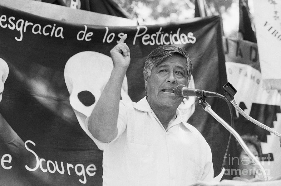 Cesar Chavez Speaks Before Banner Photograph by Bettmann