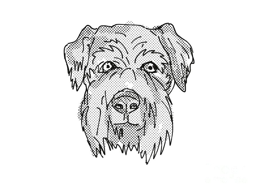 Cesky Terrier Dog Breed Cartoon Retro Drawing Digital Art