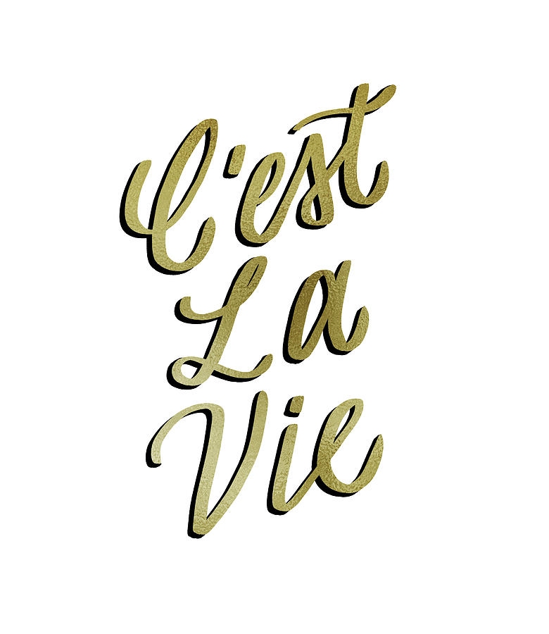 C Est La Vie Gold Lettering Digital Art By Ashley Santoro