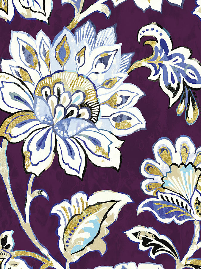 Flower Painting - Ceylon Gardens IIi Plum Crop by Wild Apple Portfolio