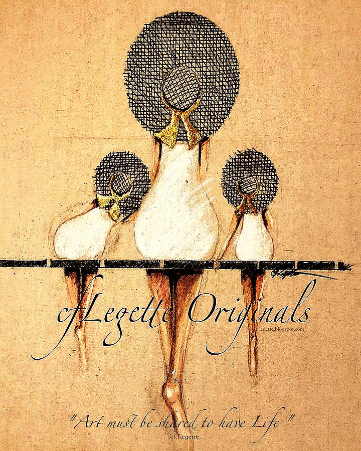 Three Women Drawing - cf Legette Originals by C F Legette