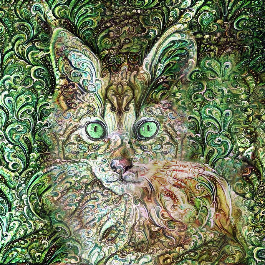 Cha Cha the Maine Coon Cat 1 Digital Art by Peggy Collins
