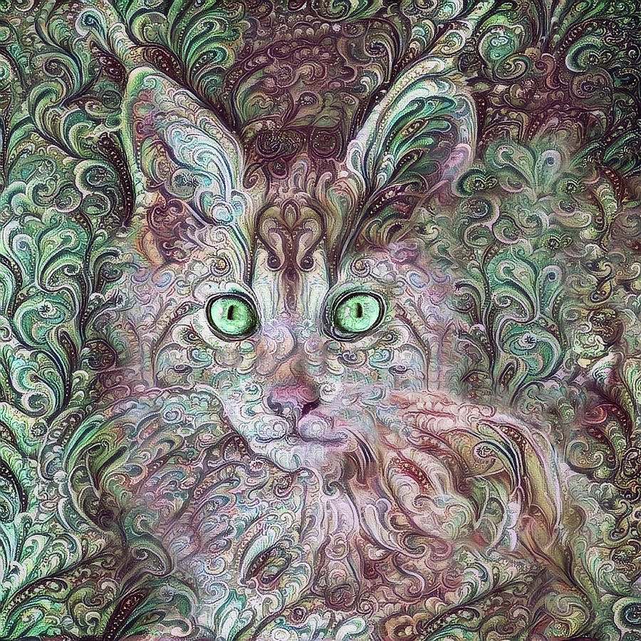 Cha Cha the Maine Coon Cat Digital Art by Peggy Collins