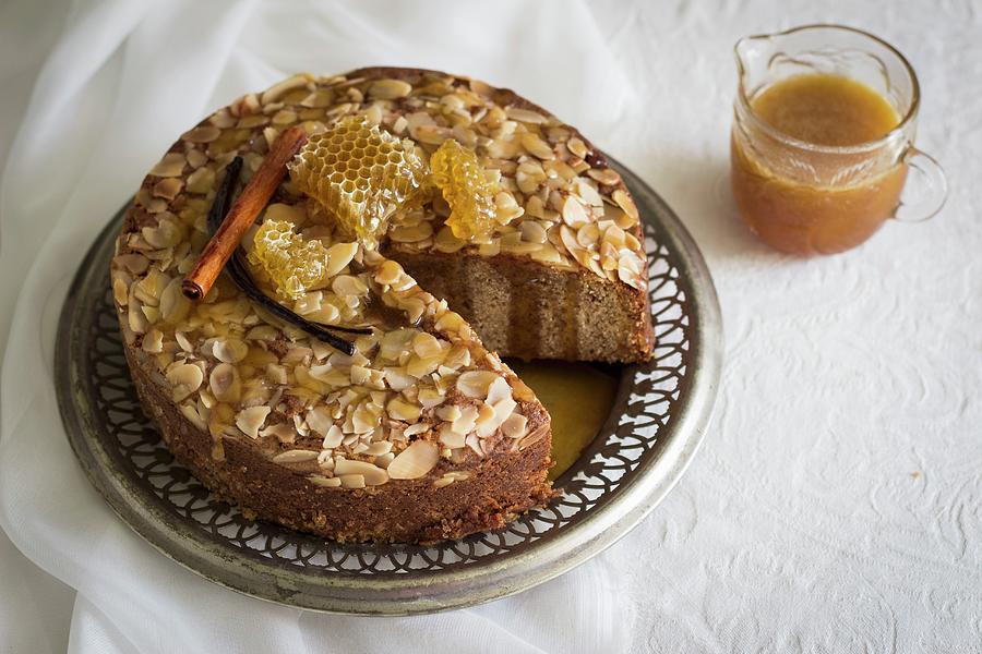 Chai Cake With Honey, Cinnamon And Flaked Almonds Photograph by The Kate Tin