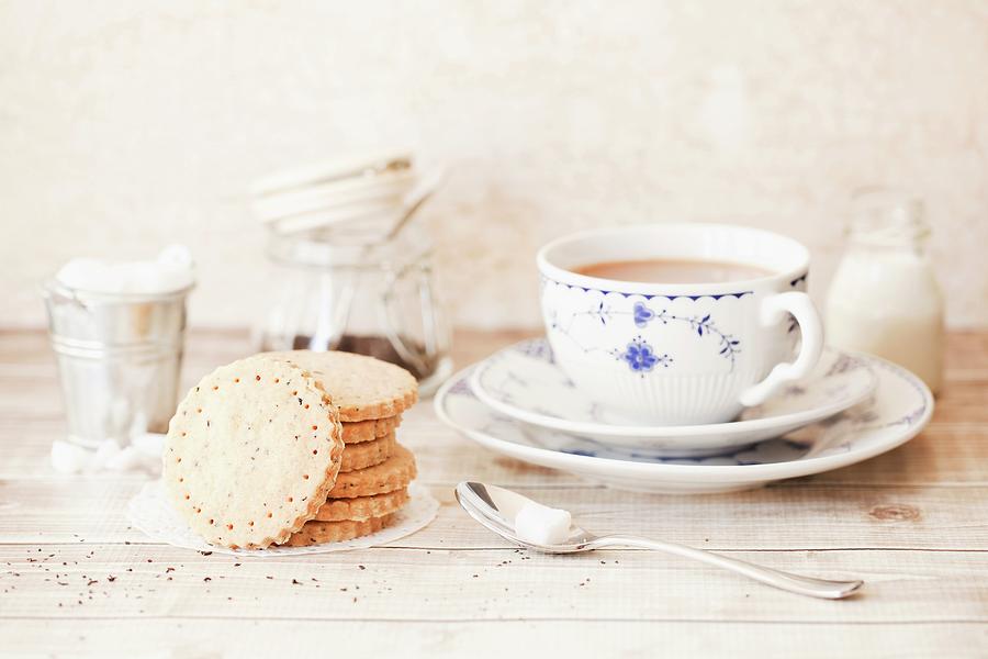 Chai Shortbread Biscuits With A Cup Of Tea Photograph by Jane Saunders