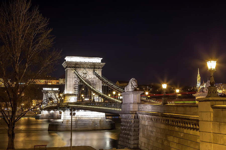 Chain Bridge At Night Photograph
