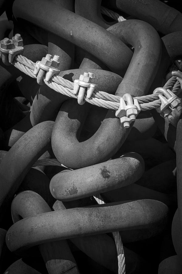 Boat Photograph - Chained Chains by Ken Aaron