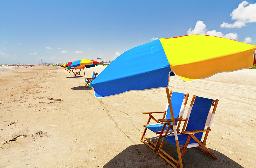 Chair & Umbrella On Beach Digital Art by Kav Dadfar