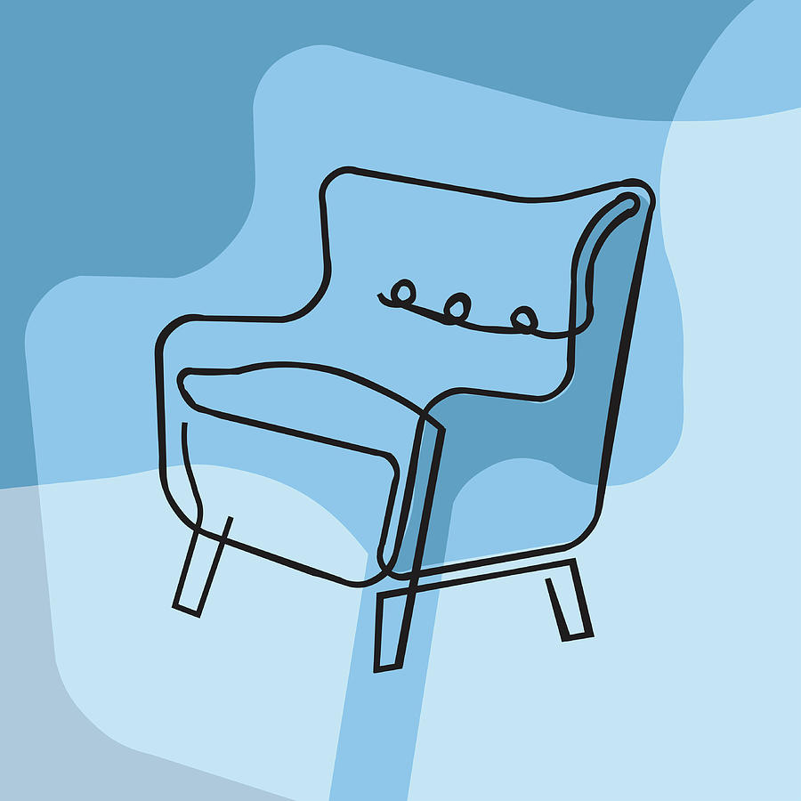 Vintage Drawing - Chair on Blue Background by CSA Images