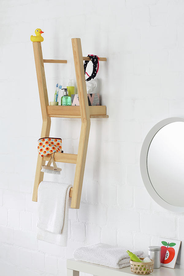 Chair Sawn In Half Used As Bathroom Shelves Photograph by Thordis Rggeberg