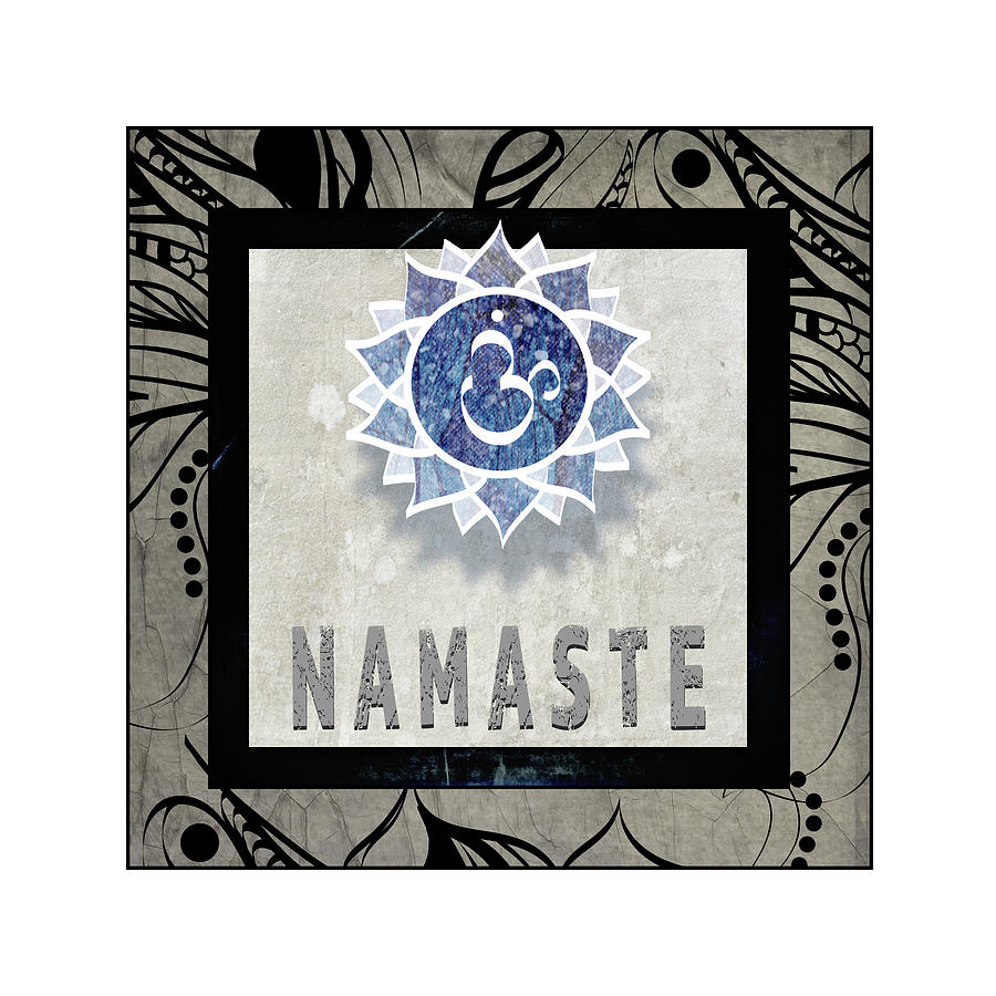 Inspirational Mixed Media - Chakras Yoga Tile Namaste V2 by Lightboxjournal