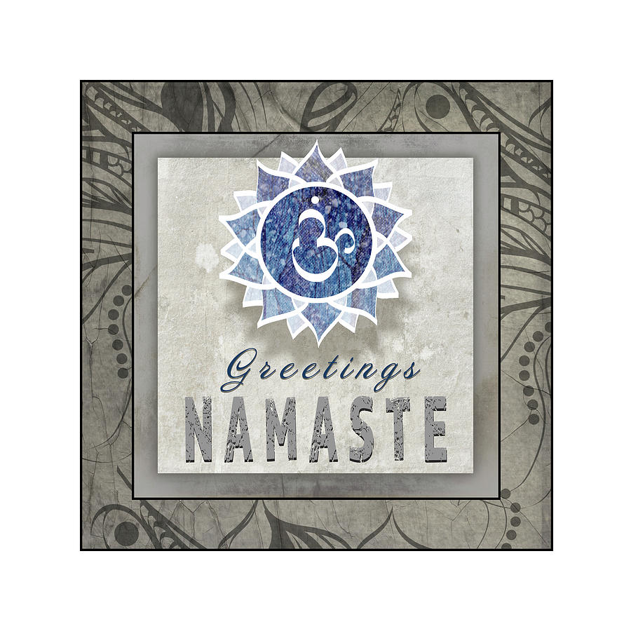 Inspirational Mixed Media - Chakras Yoga Tile Namaste V3 by Lightboxjournal